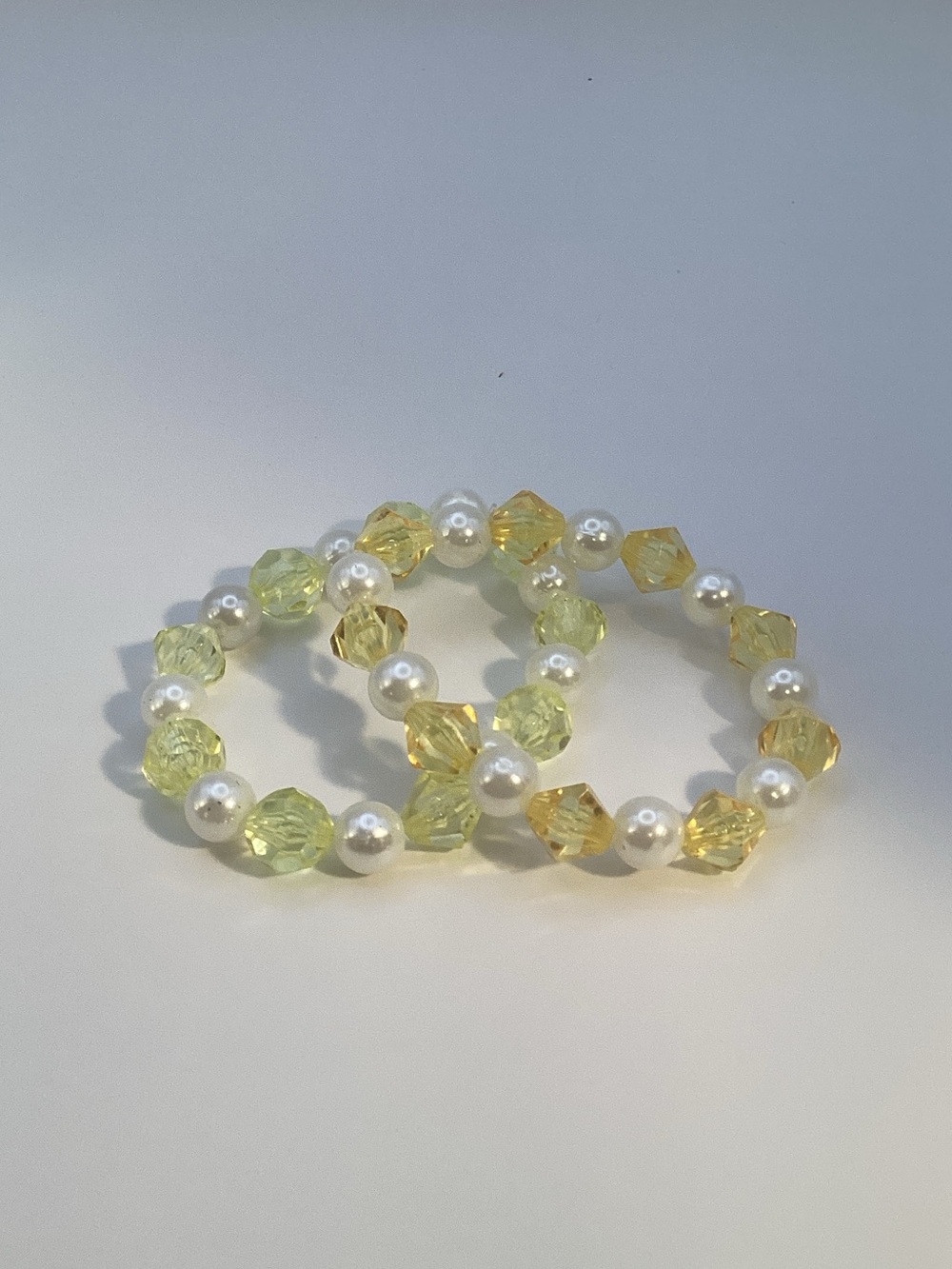 Yellow Crystal and Pearl Stretch Bracelet Set - Women Jewelry